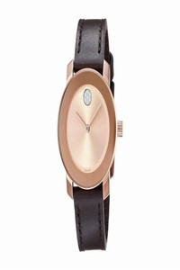 Movado Rose Gold Womens (3600438) Tone Sunray Brown Leather Watch