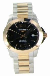 Longines Black Dial 18k Rose Gold Steel L32765567 Conquest Ladies Watch