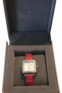 Michele Pink / Stainless Steel Large Deco Diamond Watch