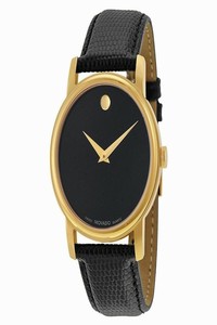 Movado Gold Museum Black Dial 38mm Stainless Steel 2100005 Swiss Made Quartz Watch