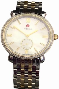 Michele Gold/Silver Gracile Diamond (114 Diamonds) Mother-of-pearl Dial Watch