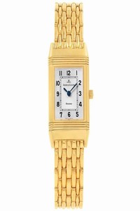 Jaeger-LeCoultre Silver 18k Yellow Gold Reverso Womens Wristwatch 20.5mm Watch