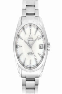 Omega Seamaster Aqua Terra Stainless Steel Mens 11p Diamond Index Shell Dial Back Scale Watch