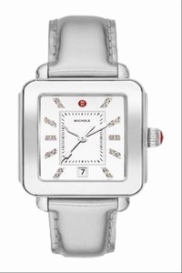Michele Silver New Deco Sport High Shine Mirror Dial Leather Mww06k000021 Watch