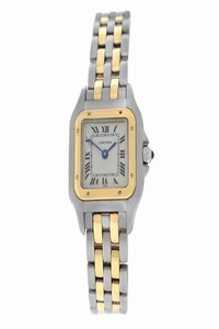 Cartier Yellow Gold Silver Ladies Panthere 112000r 18k Steel Two Row 22mm Watch
