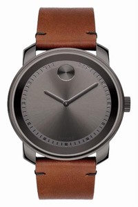 Movado Grey/Brown Mens Bold Dial Leather 3600366 Watch