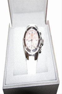 Michele White Silver Pink Box With Tags and Box. Topaz Stones Watch