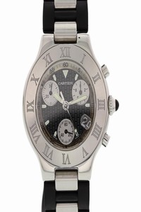 Cartier Black W10198u2 Chronoscaph 21 38mm Dial 860rl557 Watch
