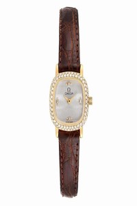 Omega Silver 18k Yellow Gold De Ville Mini 1450 Womens Wristwatch 18.5 X 18.5 Mm Watch