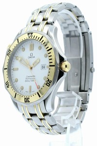 Omega Silver and Gold Seamaster Steel 18k 300m Quartz 40mm Full Size Mens Watch