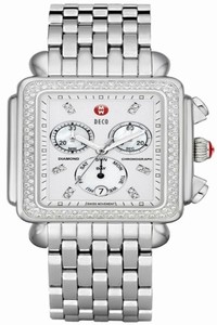 Michele Silver XL Deco Diamonds Diamond Dials Mww06z000001 Watch