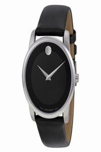 Movado Museum Black Dial Black Leather Strap Mens 0606502 Watch