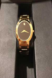 Movado Gold and Black Stiri Womens 0606196 Watch
