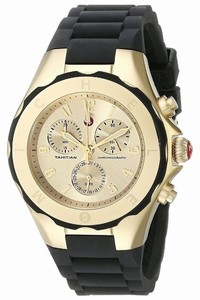 Michele Black/Gold Jelly Womens Tahitian Bean Chronograph Rubber Watch
