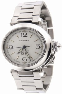 Cartier White Pasha C 2475 Ss 35mm Black Big Date Watch
