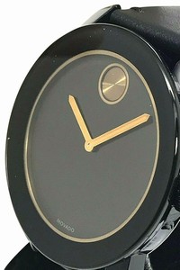 Movado Black Bold Dial Leather Band Swiss Mens 3600297 Watch