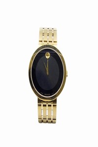 Movado Gold and Black Mens Round Esperanza Watch