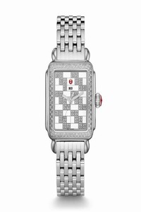Michele Silver Deco Diamond Square Pattern Watch