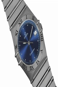 Omega Royal Blue Constellation Mens 35mm Quartz Date - Brushed Stainless Watch