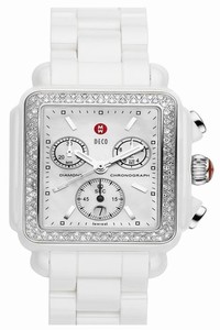 Michele White Deco Diamond Ceramic Bracelet Watch