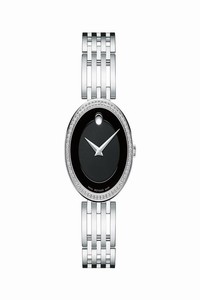 Movado Silver Esperanza Stainless Black Dial Diamond Womens 0607052 Watch