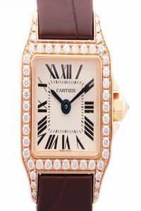 Cartier White Diamonds 18k Rose Gold Mini Santos De Moiselle Wf902004 Womens Wristwatch 22 X 28 Mm Watch