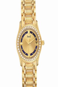 Piaget Champagne Polo Yelow Gold Lapis Lazuri Dial Diamond Ladies 22005 Watch