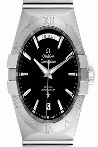 Omega Black Constellation Day-date Steel Mens 123.10.38.22.01.001 Card Watch
