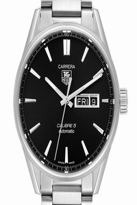 TAG Heuer Black Carrera Calibre 5 Day Date Steel Mens War201a Watch