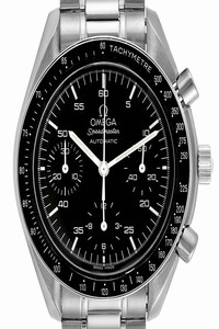Omega Black Speedmaster Reduced Hesalite Crystal Mens Watch