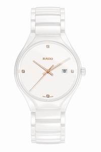 Rado White Ceramic Womens True Diamond Bracelet Watch