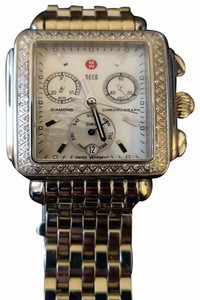 Michele Silver Deco Diamond Stainless Steel Watch