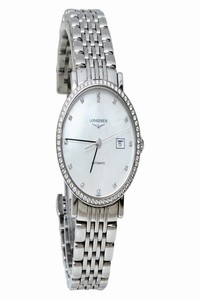 Longines White Stainless Steel & Diamond Elegant L4.310.0 Womens Wristwatch 29mm Watch