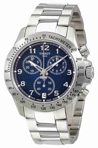 Tissot Silver Tone Blue T-sport V8 Chronograph Date Dial Mens Watch