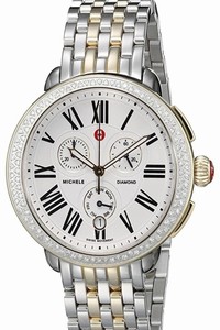 Michele Two Tone Womens Mww21a000008 Serein Analog Display Swiss Quartz Silver Watch