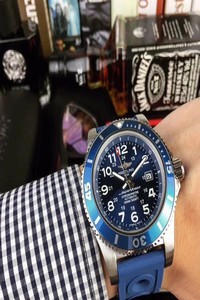 Breitling Superocean Blue Dial on Blue Rubber Strap