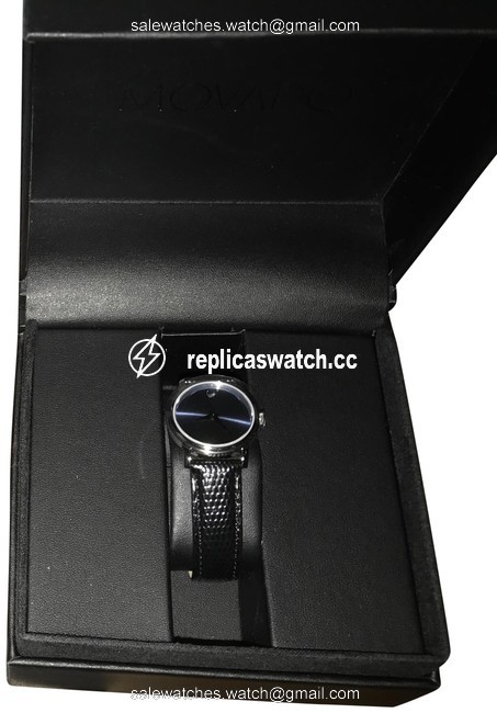 Movado Black Classic Museum Ladies. Ss Case. Blue Dial & Leather Strap Watch Movado Black Classic Museum Ladies. Ss Case. Blue Dial & Leather Strap Watch
