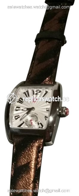 Michele Silver Gold Black New Mini Urban Tone Metallic Leather Band Watch Michele Silver Gold Black New Mini Urban Tone Metallic Leather Band Watch