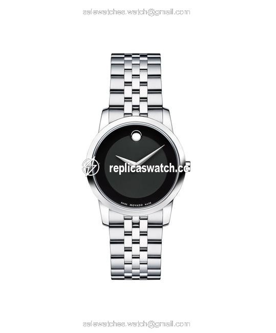 Movado Silver and Black Swiss Museum Stainless Steel Bracelet Watch Movado Silver and Black Swiss Museum Stainless Steel Bracelet Watch