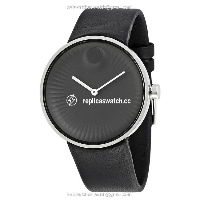 Movado Black New Mens Edge (3680002) Aluminum Dial Leather Strap Watch Movado Black New Mens Edge (3680002) Aluminum Dial Leather Strap Watch