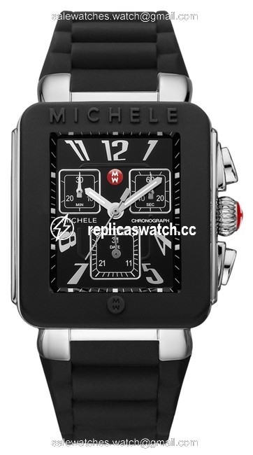 Michele Silver/Black Jelly Tahitian Mww06l000002 Womens Bean Chronograph Square New Watch Michele Silver/Black Jelly Tahitian Mww06l000002 Womens Bean Chronograph Square New Watch