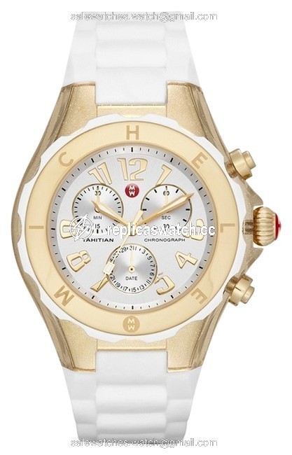 Michele White/Gold Jelly Mww12f000077 Womens Bean Chronograph Tone Silicon New Watch Michele White/Gold Jelly Mww12f000077 Womens Bean Chronograph Tone Silicon New Watch