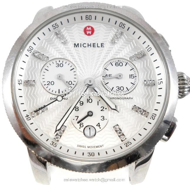 Michele Silver Uptown Chronograph White Dial 28 Diamonds Case Mw25a00a09 Watch Michele Silver Uptown Chronograph White Dial 28 Diamonds Case Mw25a00a09 Watch