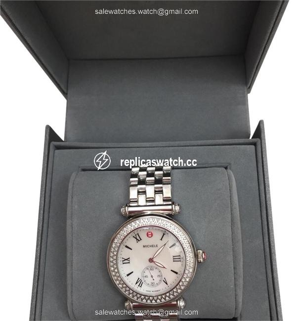 Michele Silver Mw16a01a2025 " Caber " Diamond Mother Of Pearl Dial Watch Michele Silver Mw16a01a2025 " Caber " Diamond Mother Of Pearl Dial Watch