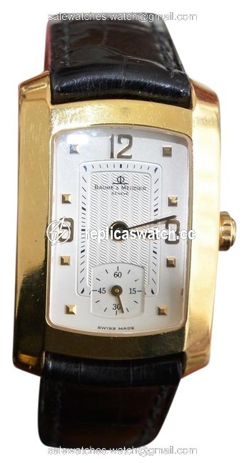 Baume & Mercier Black W Sale Solid 18k Hampton W/ Leather Band Watch Baume & Mercier Black W Sale Solid 18k Hampton W/ Leather Band Watch