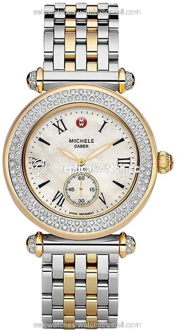 Michele Two Tone Caber Stainless Diamond Mop Mww16a000066 Watch Michele Two Tone Caber Stainless Diamond Mop Mww16a000066 Watch