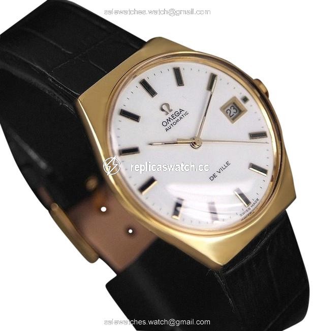 Omega White 1970s De Ville Vintage Mens Classic Retro 18k Watch Omega White 1970s De Ville Vintage Mens Classic Retro 18k Watch