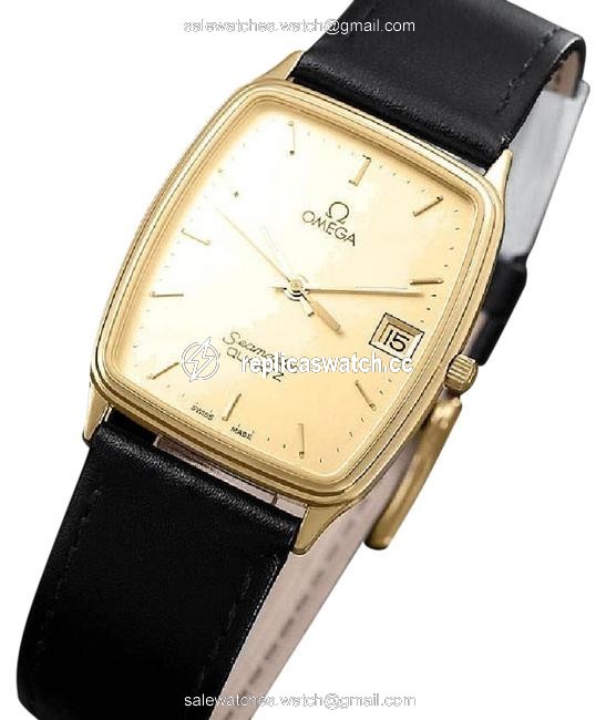 Omega Champagne 1980s Seamaster Vintage Mens Midsize Quartz 18k Gold Pl Watch Omega Champagne 1980s Seamaster Vintage Mens Midsize Quartz 18k Gold Pl Watch