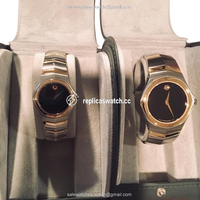 Movado Silver Gold and Black Mens Womens Matching Set Watch Movado Silver Gold and Black Mens Womens Matching Set Watch
