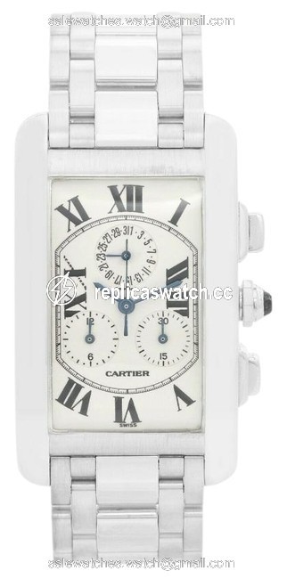 Cartier Tank Am¨¦ricaine American Chronograph 18k White Gold Watch Cartier Tank Am¨¦ricaine American Chronograph 18k White Gold Watch